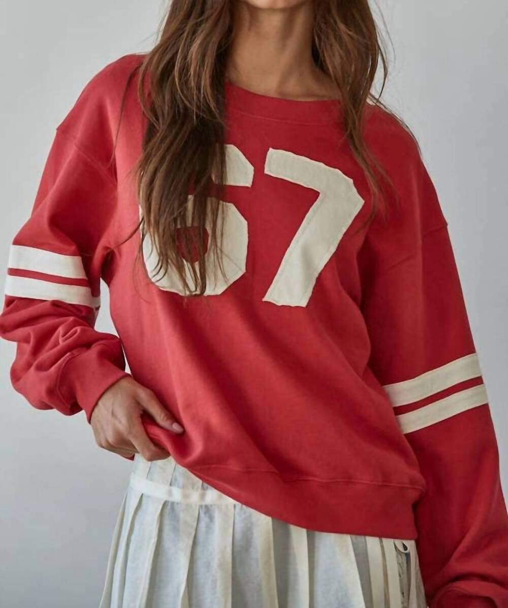 NEW BY TOGETHER vintage varsity pullover in dusty red